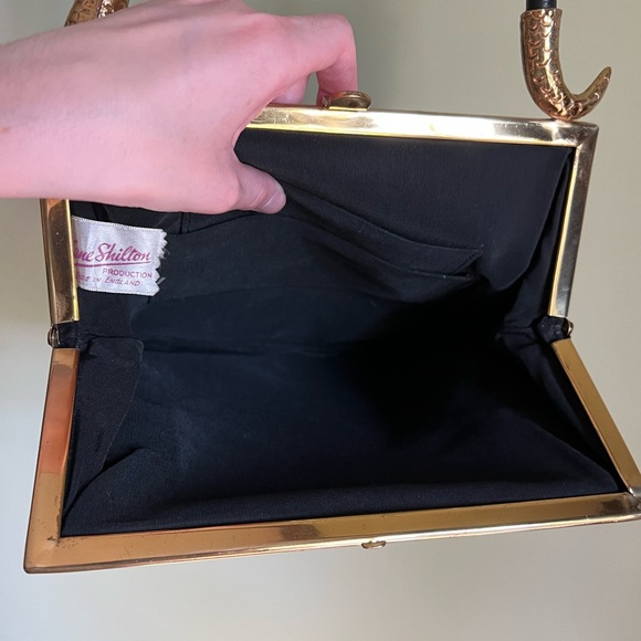 Vintage Suede Handbag, Snake Handle, Genuine Leather Purse - Picture 7 of 8